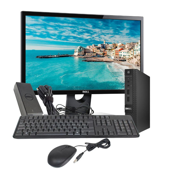 Dell Desktop Combo - Intel Core i3 7th Gen, 8 GB DDR3 RAM, 240 GB SSD, Windows 10 22" Monitor, Keyboard, Mouse Renewed